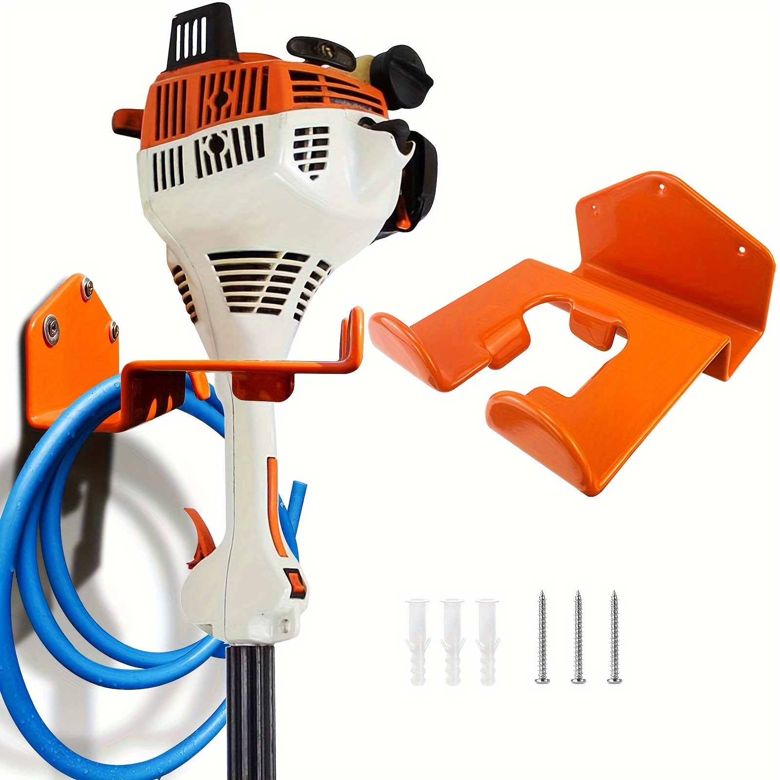 1 2 pack weedeater hanger wall mounted grass trimmer rack heavy duty ladder hooks for garage garage organization for power tool hedge trimmer chainsaw