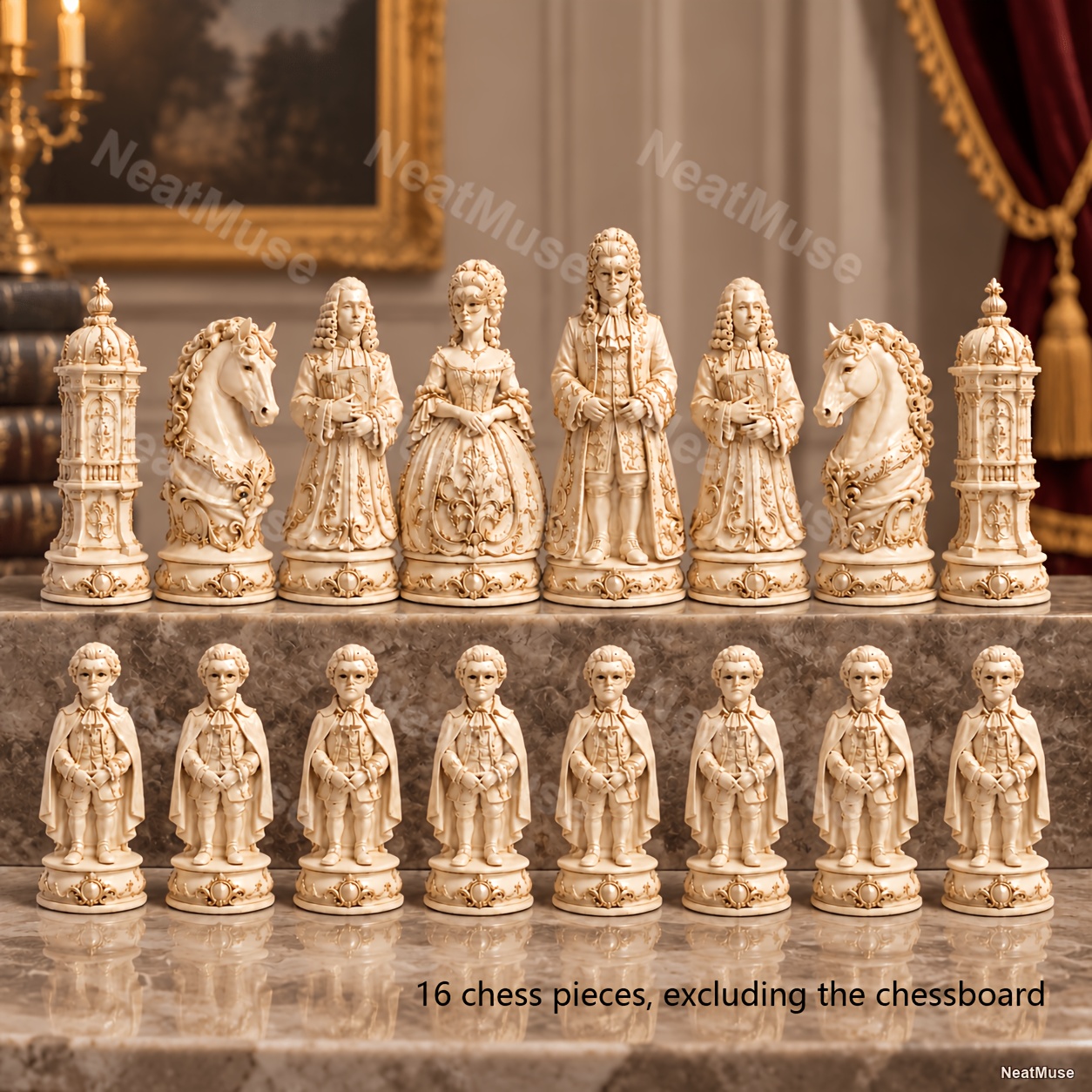 Image of 16pcs 3d European Chess Pieces, Retro Character Sculpture , Premium Desktop Ornaments For Living Room & Office, Ideal Gift Suitable For Halloween And Christmas