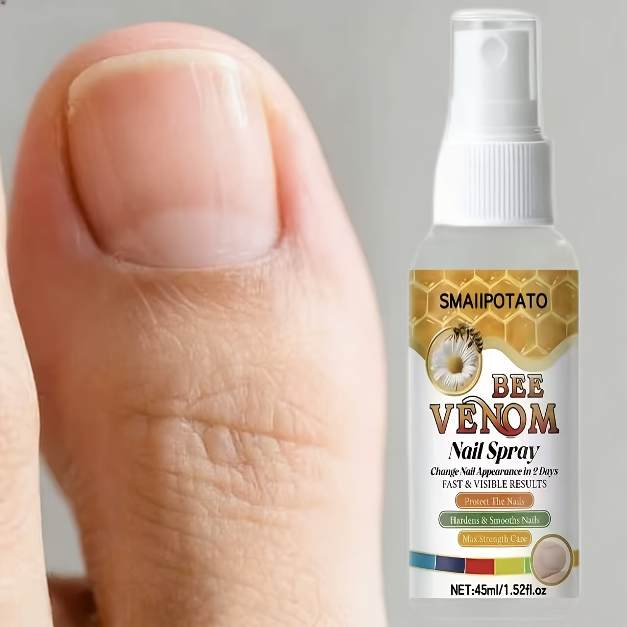 Spray pentru Unghii cu Venin de Albine | 2 Zile, Unghii Deteriorate, Puternice și Netede, Spune Adio Stratificării Fragile, Blând fără Iritații, O Sticlă pentru a Rezolva Toate Problemele Unghiilor
