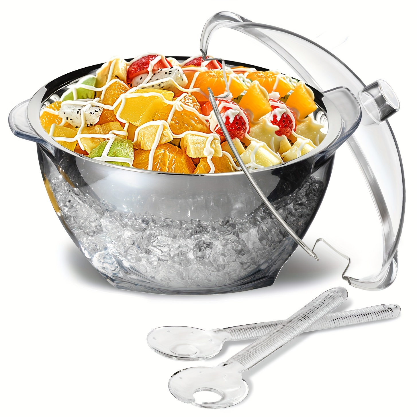 

Salad Bowl And Lid, Refrigerated 2 Long , Platters For , Clear