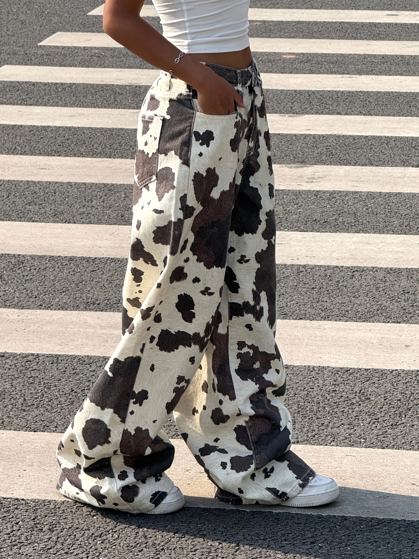 Denim Cow Print Jeans