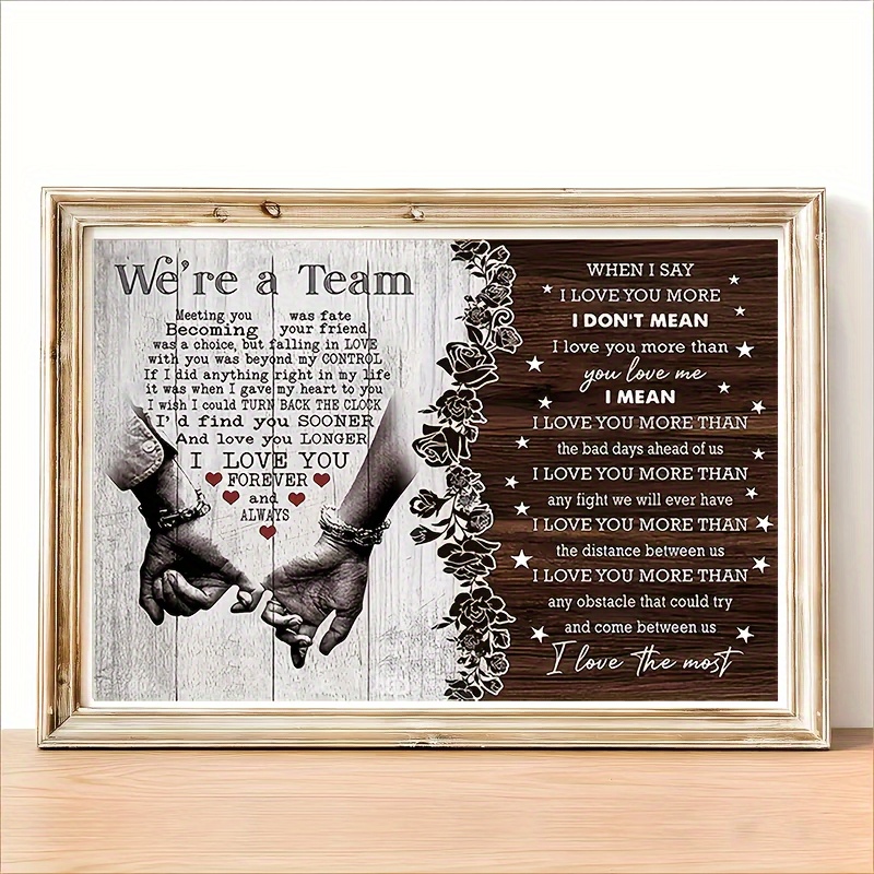 

1pc Couple Poster We're A Team When I Say I Love You Couple Gift, Meeting You Was Fate Fine Art Print For Home Decor, Gift For Him, Gift For Her, Birthday Anniversary Couple Lover Poster