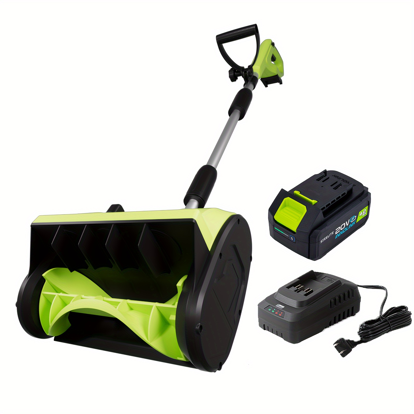 TEMU Deli 20v Cordless Snow Shovel Set, 13" Brushless Electric Snow Blower, 1* 20v Li- Packs With Adjustable Handle And Safety Switch For Driveways,
