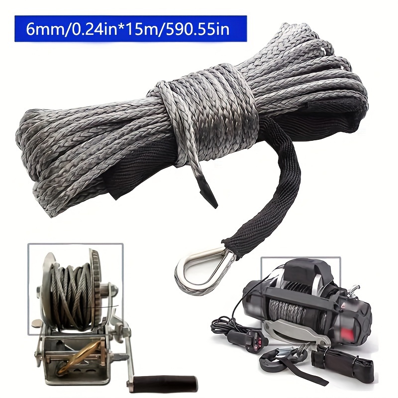 

15m 7700lbs Synthetic Towing Rope Winch Rope String Line Cable With Sheath Gray Moto Wash Maintenance String For Atv Utv Off-road