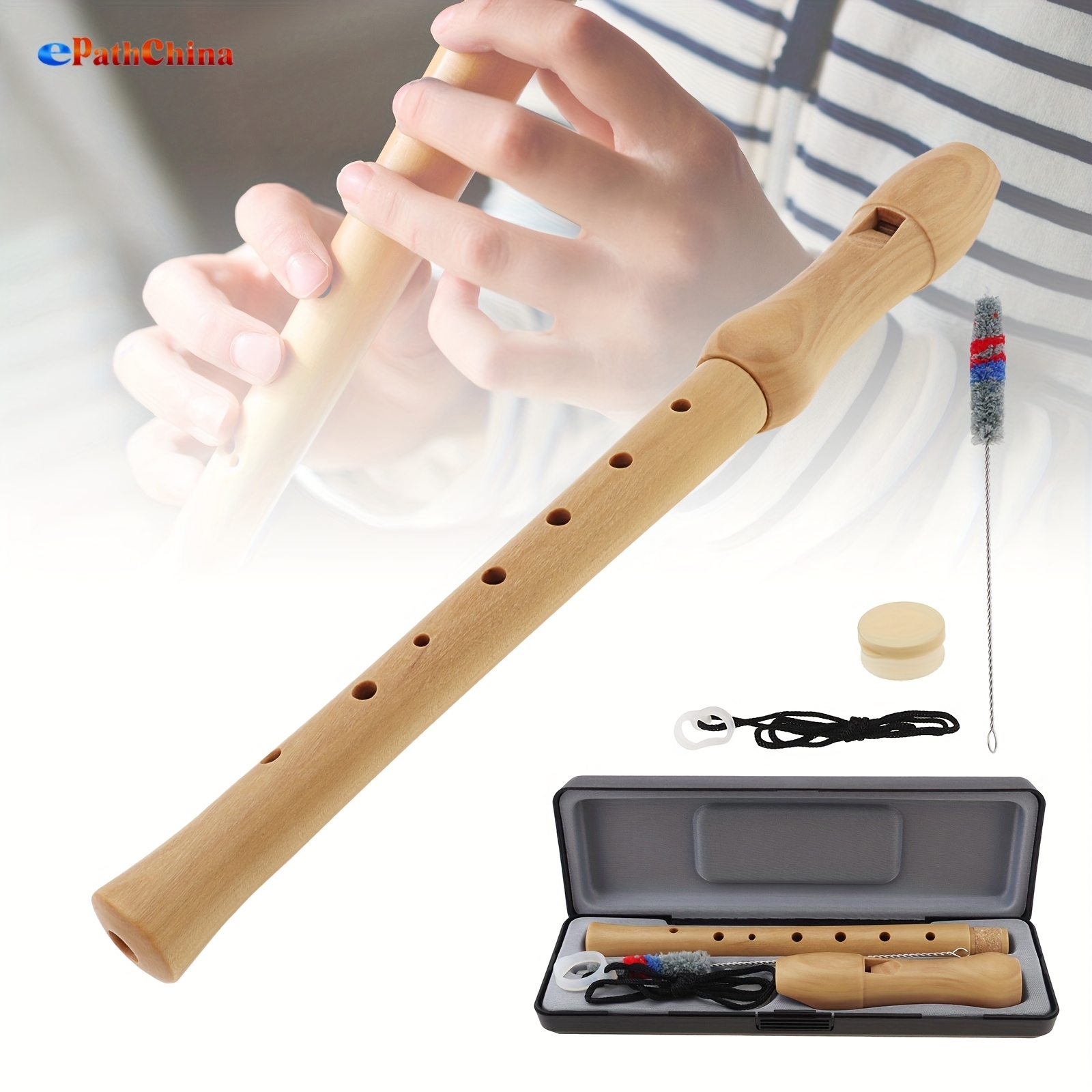 2 pack solid wood german keyc female   flutes with hard shell removable 2 part recorder elegant natural wood grain high   range for ballet jazz classical  