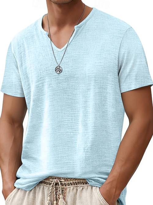 mens short sleeve v neck t shirt breathable summer casual solid color round suitable for hot weather machine washable v neck top with short sleeves non fabric for casual attire office layering no