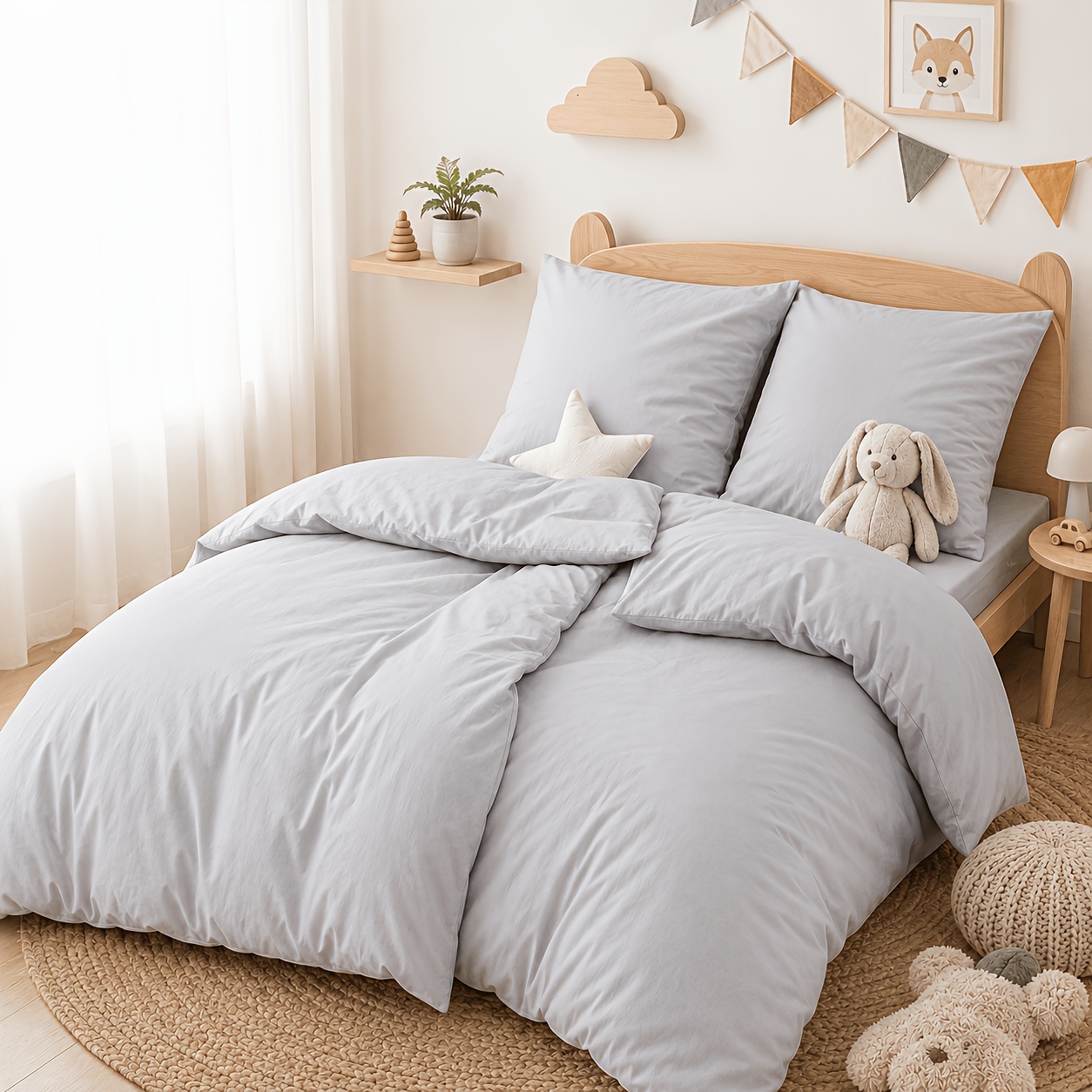 Image of 4pcs Cotton Bedding, 2 Duvet Covers And 2 Pillowcases, -friendly Bed, Summer-friendly , Machine Washable, Suitable For Kids, Adults , -texstandard 100 Certification Cover Set For