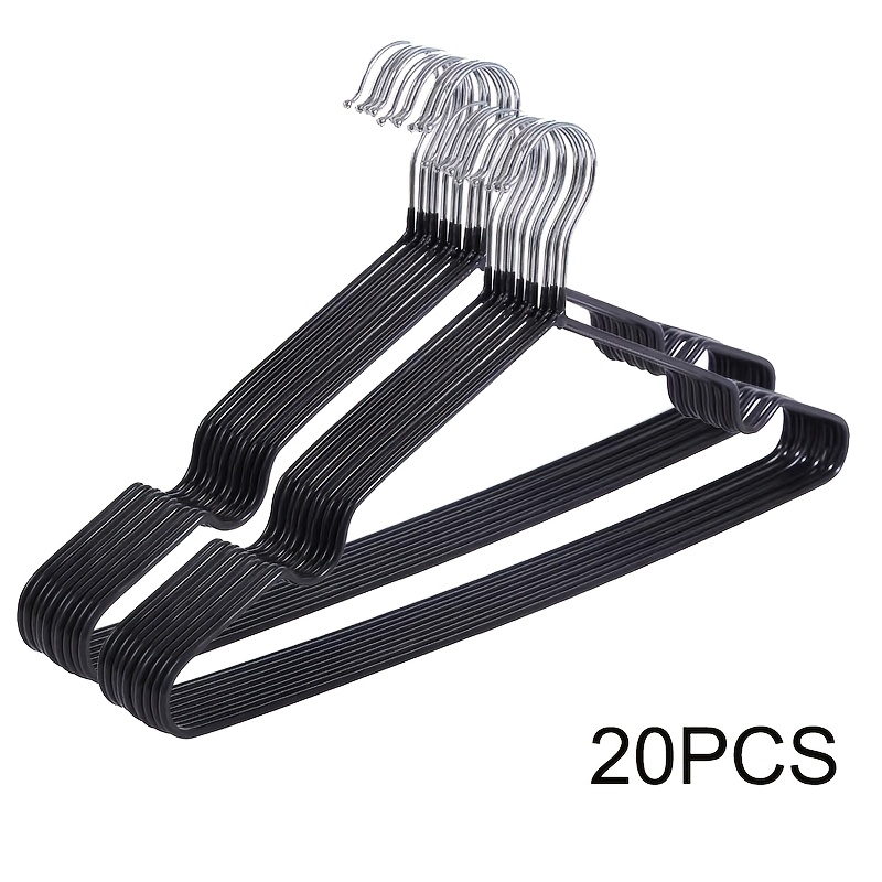 20 Durable Metal Hangers With Non-slip Shoulders And In Black