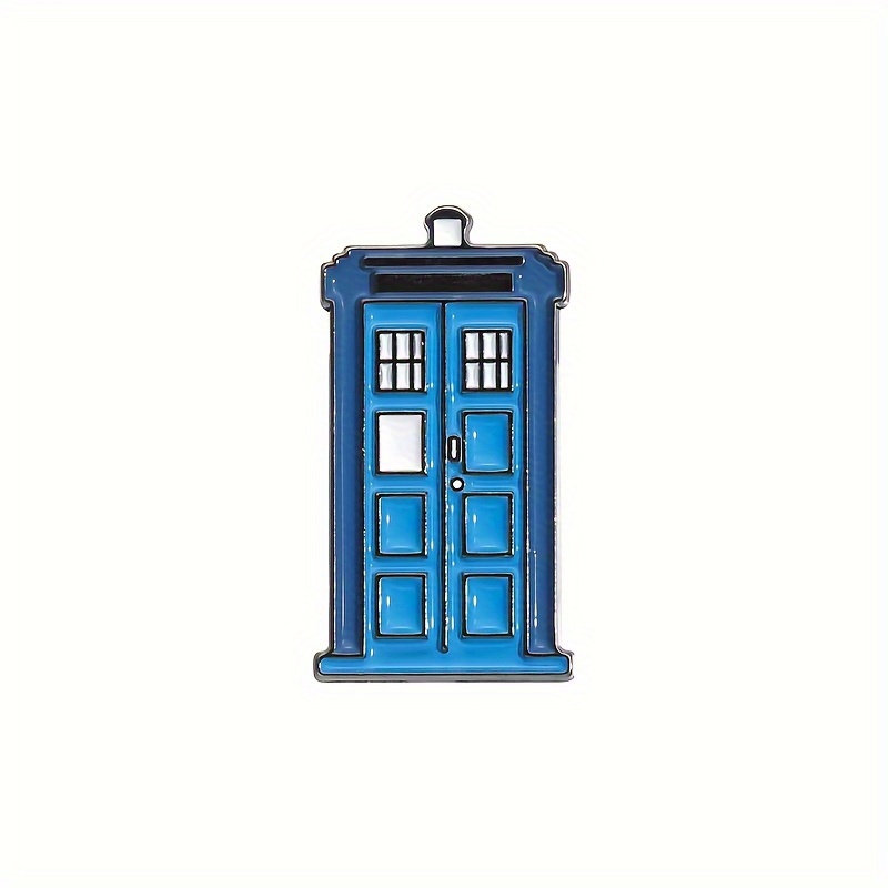 Image of 1pc Oppryn Enamel Pin - Quirky Cartoon Police Box Brooch, Alloy, Ideal For Backpacks & Clothing Accessories, Perfect Gift For Fans, Oppryn