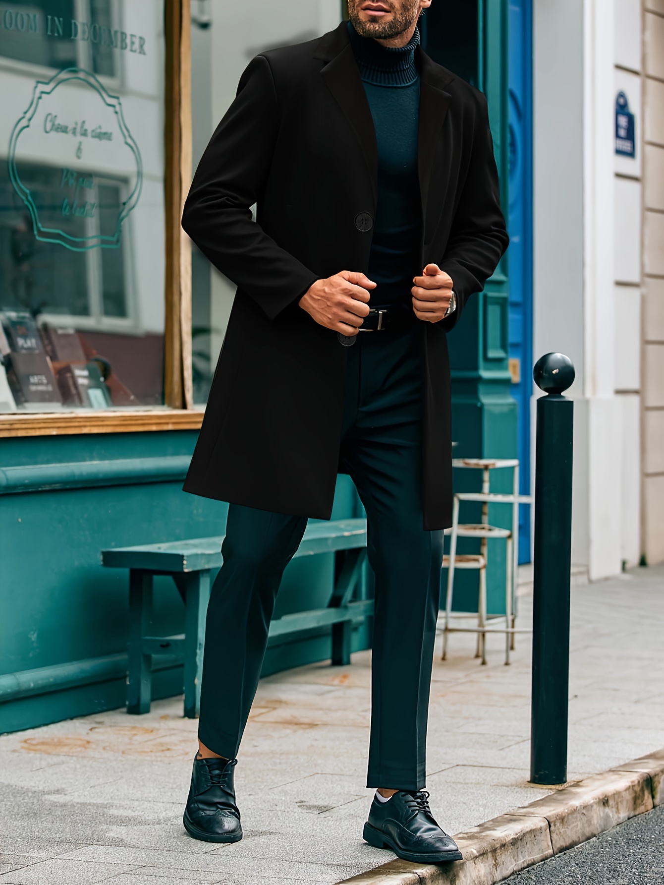 mens pea coat sold on Temu United States