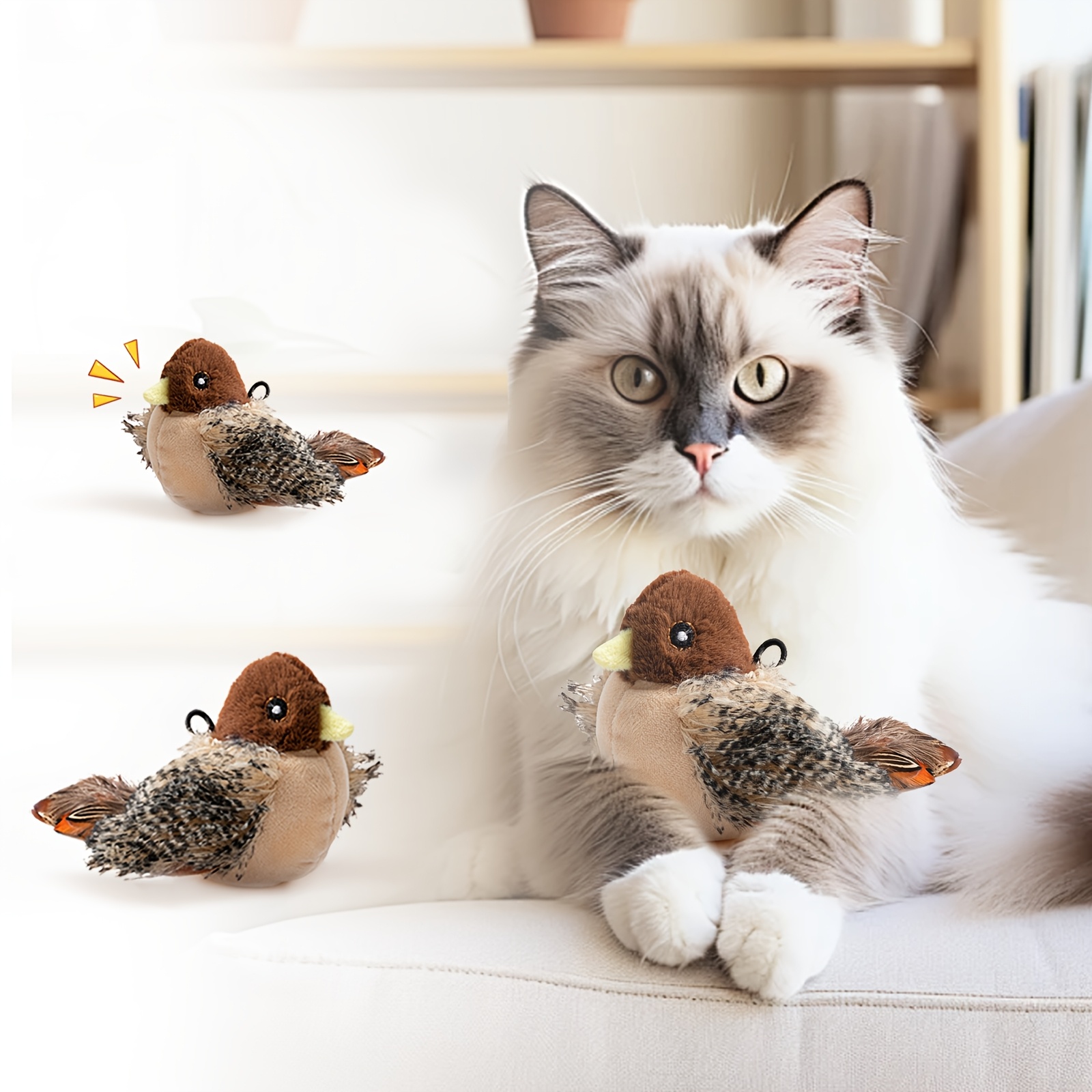 

Interactive Sparrow Sound Plush Toy For - , Usb Rechargeable, Realistic Design - Perfect Gift For Pet Lovers