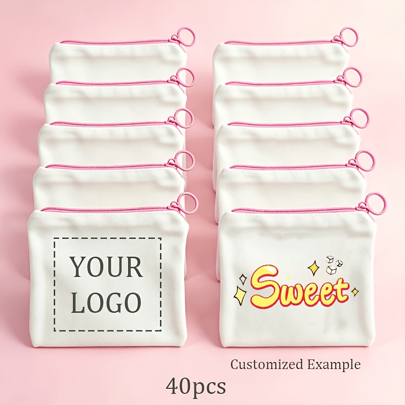 TEMU Gift Her/him 40 Custom-patterned Zipper Gift Bags, Cute Personalized Photo/logo Toiletry Pouches With Rings, Fabric Small Item Storage Cosmetic