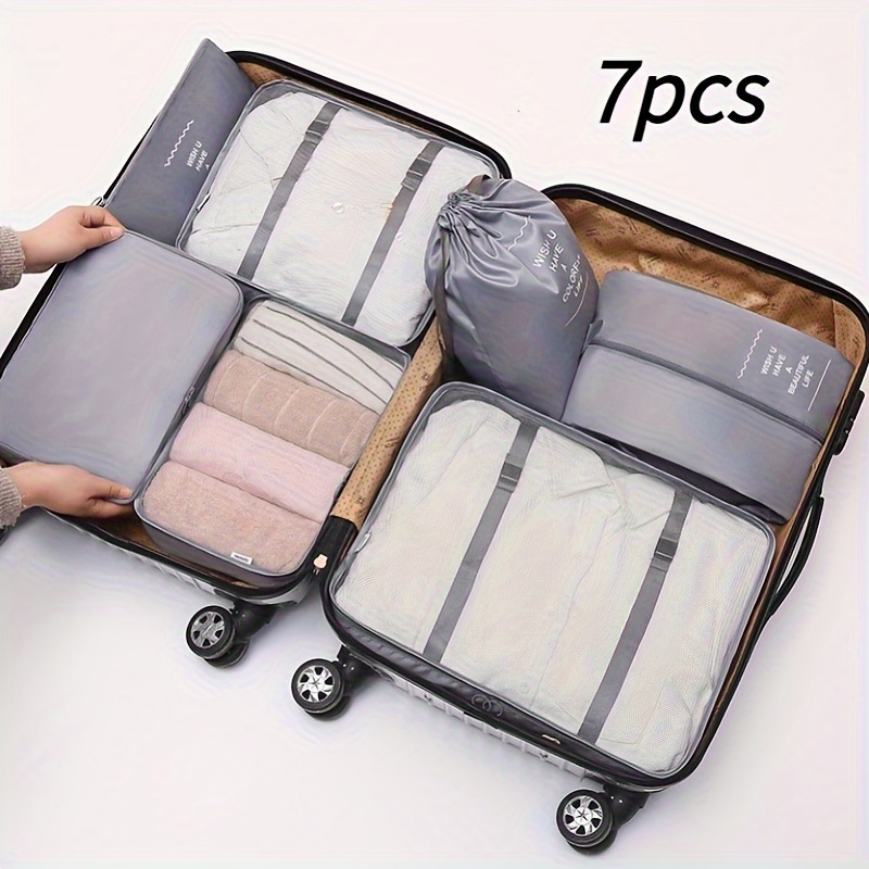 

7pcs/set Travel Clothing Organizer Storage Bags, Luggage Bag, Luggage Packing Bags, Underwear Bag, Portable Travel Accessories