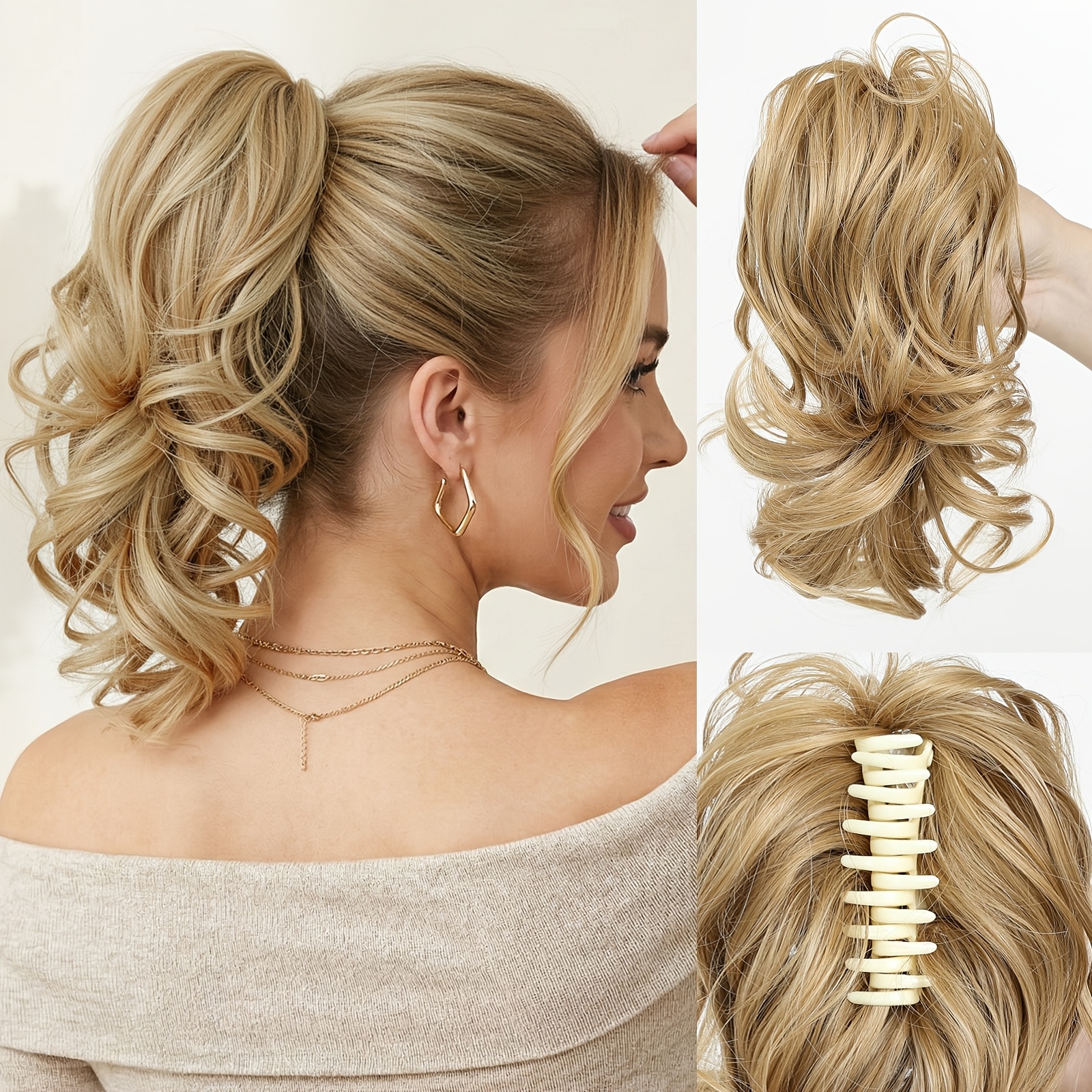 E-shop Krallenclip-Locken-Pferdeschwanzverlängerung - Kurzer gewellter synthetischer Haaransatz für Damen