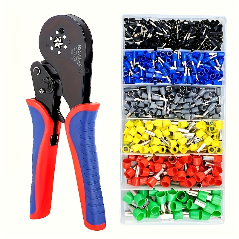 Image of 750pcs+1pc Hsc 16-6 Terminals Crimper Tool Hexagon Crimping Pliers 0.08-16mm²/30-5awg Large Range Size Ratchet Electrical Clamp