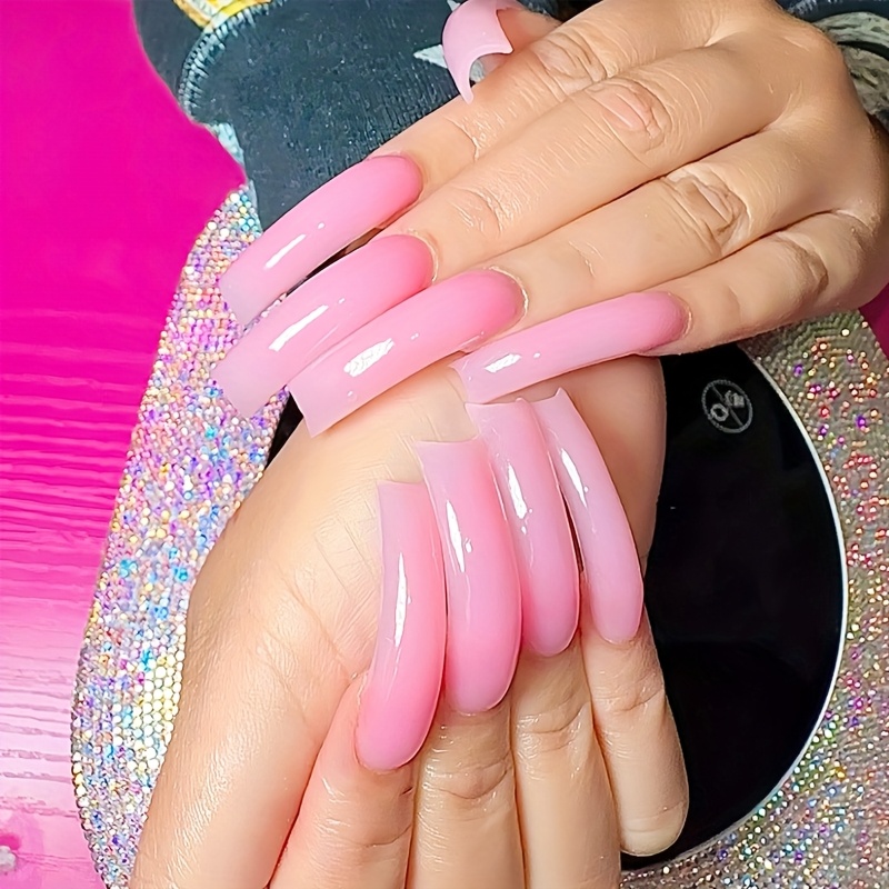 TEMU 20 Stück Lange Gebogene Nagelspitzen Press-On Vollabdeckung, XXL Lange Press-On Nägel Ombre Falsche Nägel Extra Kurve Quadratische Kunstnägel