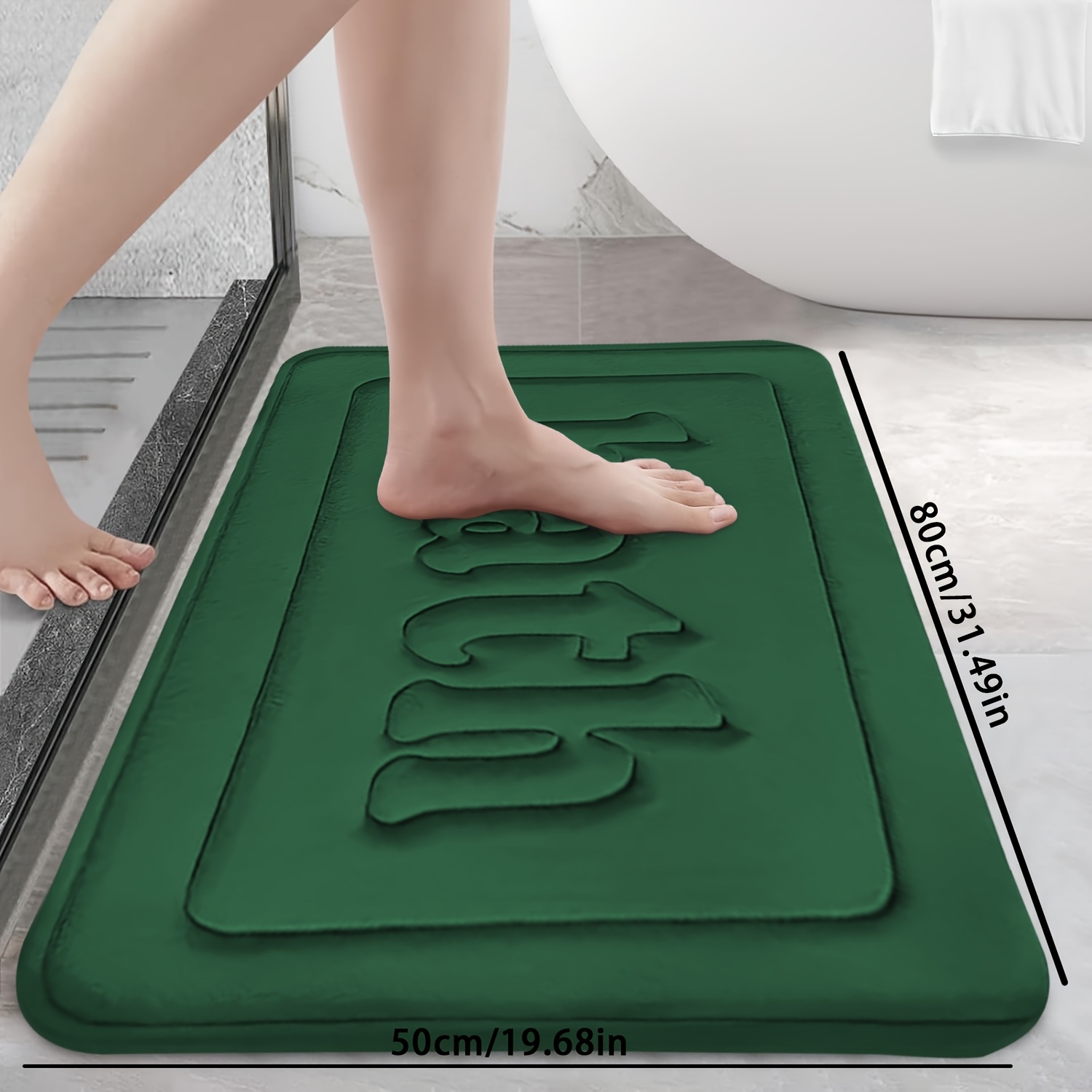 TEMU Coral Fleece Bath Rug Non-slip Backing Machine Washable Low Pile Flat Shape Bathroom Mat With Absorbency Suitable Room Kitchen Bedroom Farmhouse
