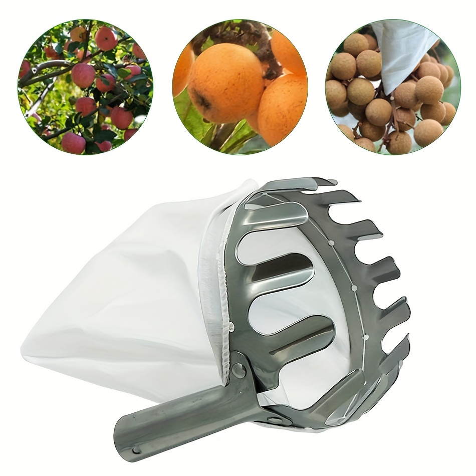 

1pc, Portable Metal Fruit Catcher, 14cm/5.5in Harvesting Basket Tool With Cotton Bag, Agricultural Garden Orchard Picking Equipment For Outdoor Garden Yard Supplies