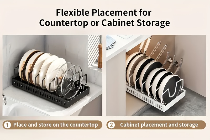 metal pull out cabinet organizer for pots and pans lacquered   durable iron rack with 8 adjustable shelves for kitchen storage under cabinet pot lid and cookware organizer Product details 3