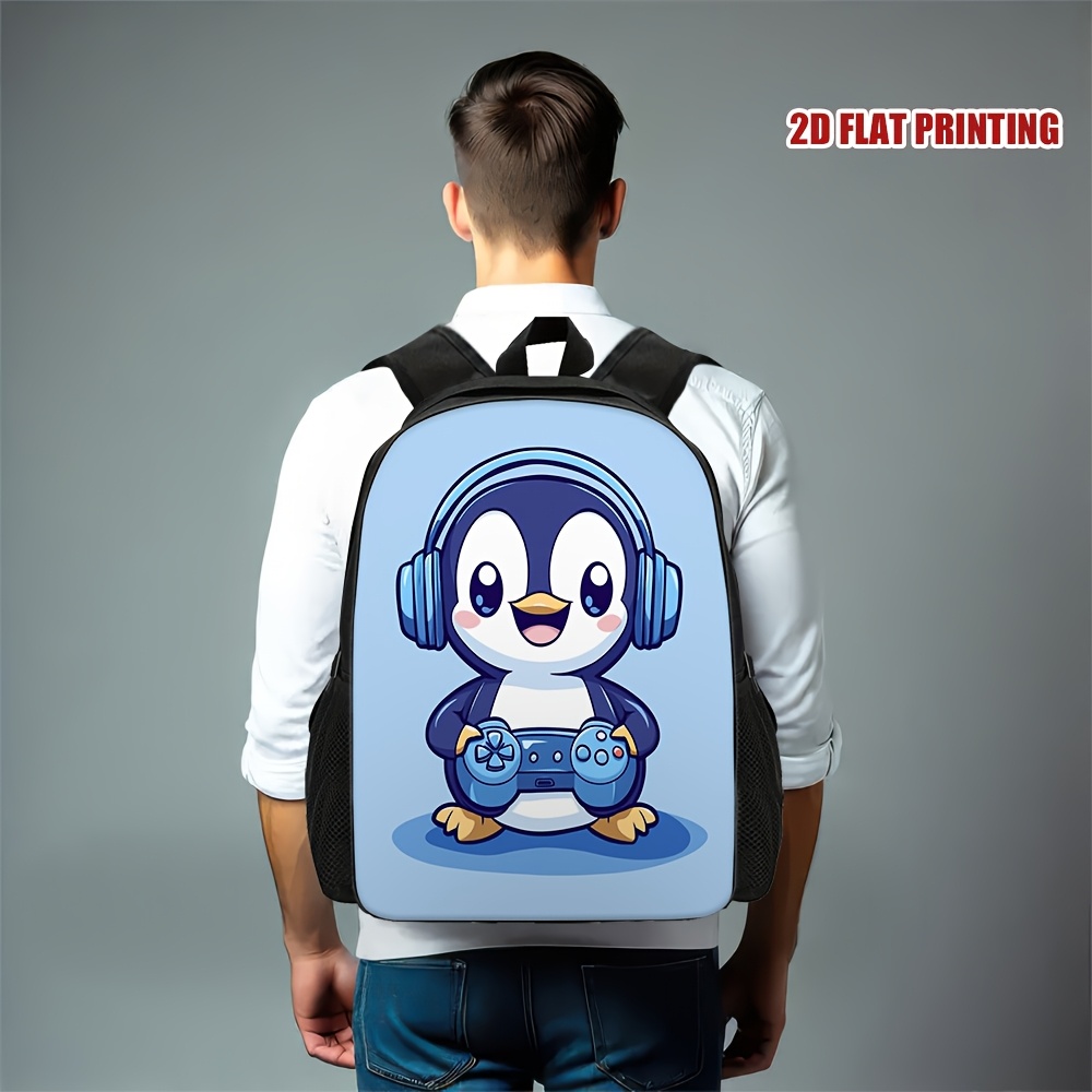 One Smiling Penguin-Themed Gaming Backpack, Featuring Adjustable Straps And Ample Storage, Perfect for Travel And Everyday Use., For Teenager
