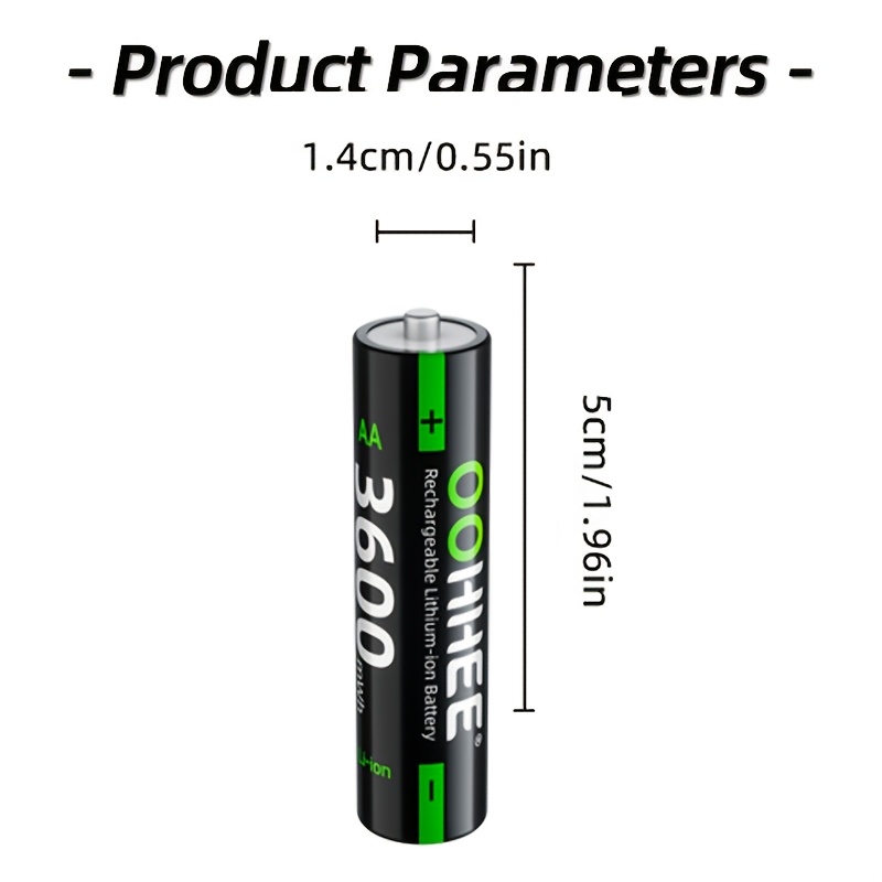 TEMU 12 Pack 3600mwh 1.5v Aa Rechargeable Lithium Battery, Suitable For Daily Home And Office Aa Electronic Devices Such As Wireless Microphones,
