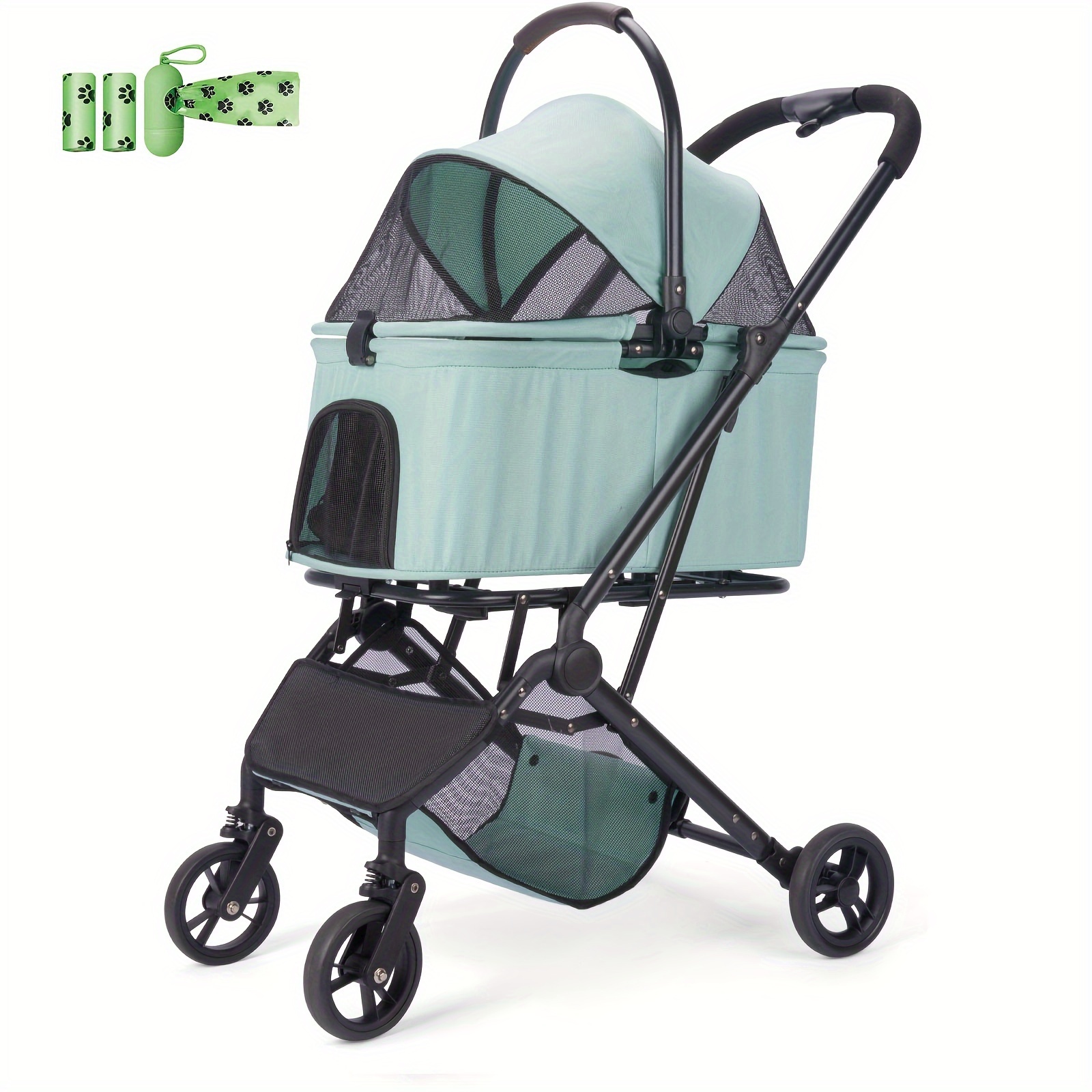 Image of 3 In 1 Dog Stroller, Upgraded Frame, Cat Stroller Up To 44lbs Pet Stroller With Dog Poop Bags & Dispenser, Entry, Storage Basket & Pouch For Small Dogs