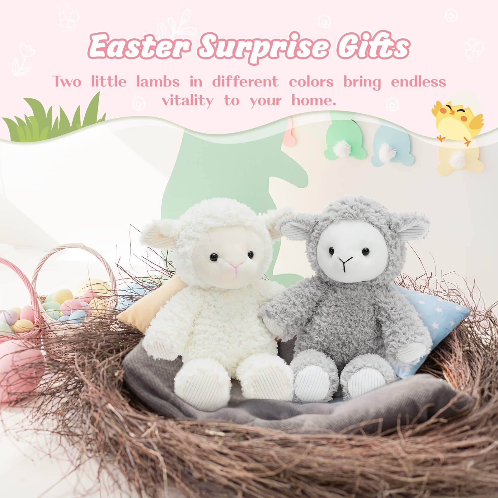 2pcs Sheep Plush Stuffed Animals, 30.48cm Easter Gifts