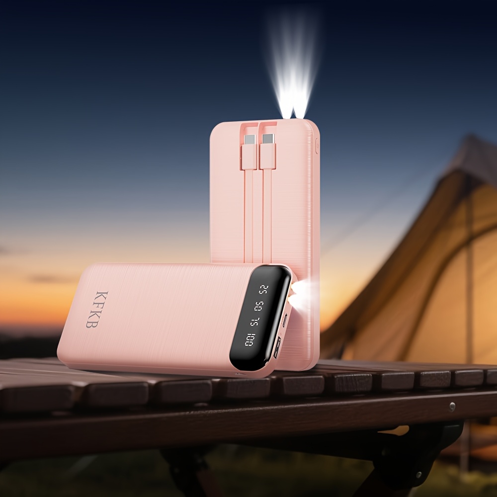 TEMU Batterie externe portable ultra haute capacité 10000mAh avec câble de charge rapide intégré, affichage numérique intelligent de , équipée d'une