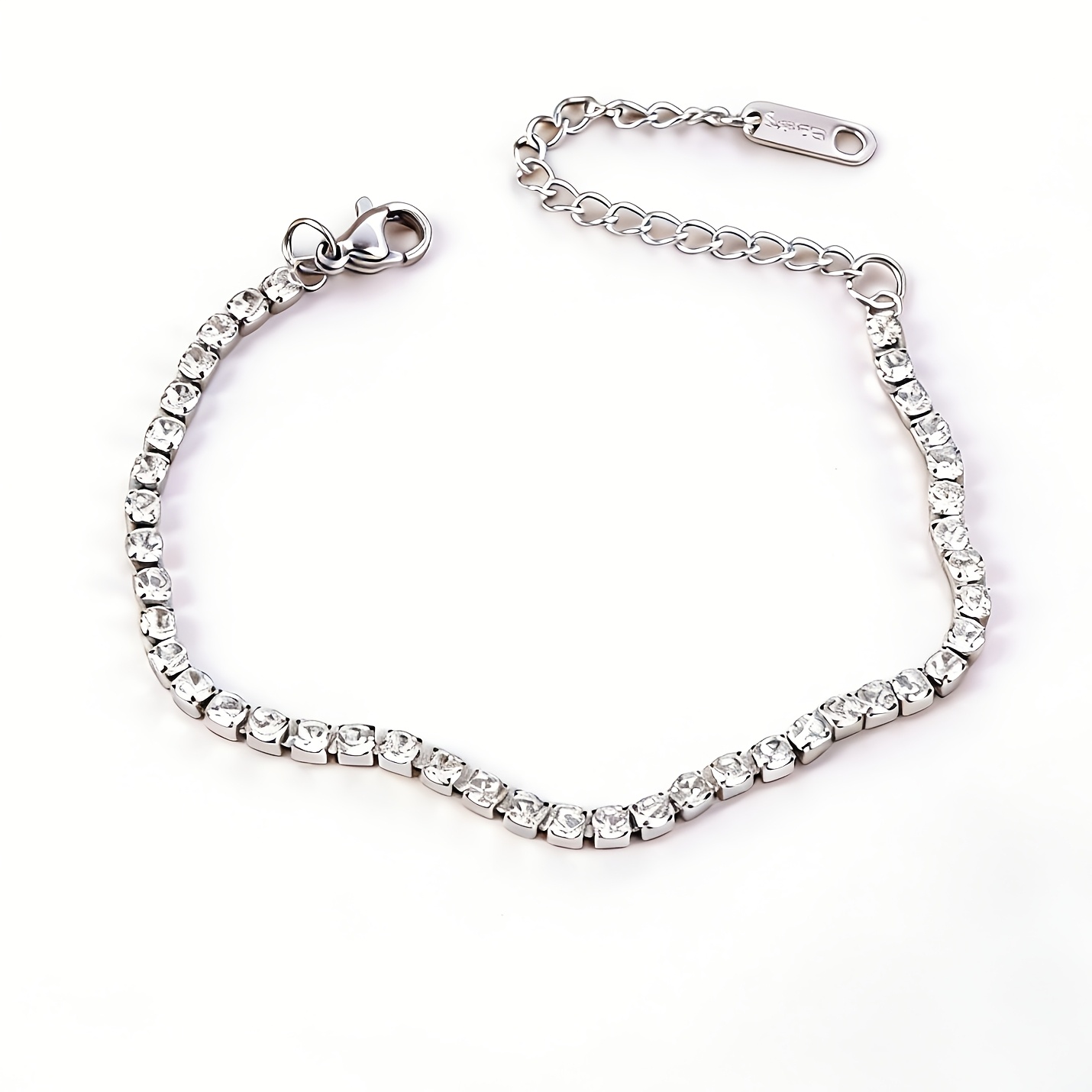 TEMU Bracciale Lucido, Bracciale a Catena Tennis in Acciaio Inossidabile, Bracciale Elegante da Donna, Regalo per Feste e Shopping, Regalo per San