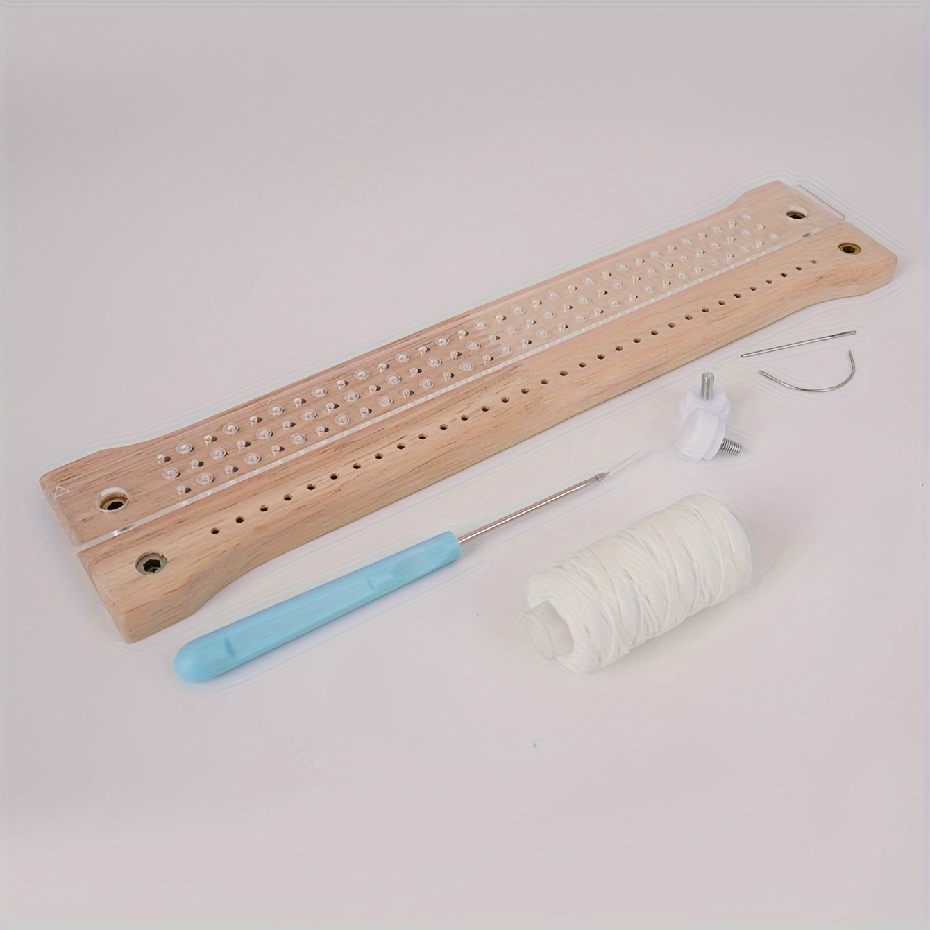 

1set Diy Wooden Binding Kit - All Set Perforated , Waxed Thread, Awl, Straight & For Binding & Sewing Projects