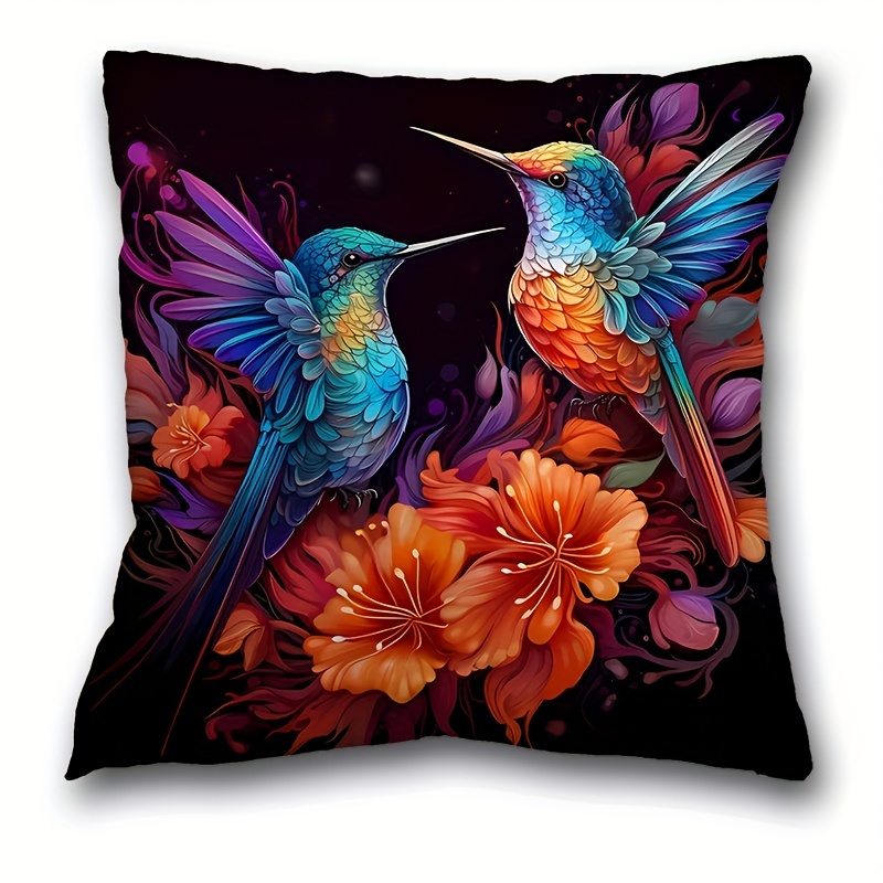 

1pc, Hummingbird Pattern Short Plush Pillow Case (17.7 "x17.7"), Animal Theme Pillow Case, Home Decor, Room Decor, Bedroom Decor, Architectural Collectible Accessories (excluding Pillow Core)