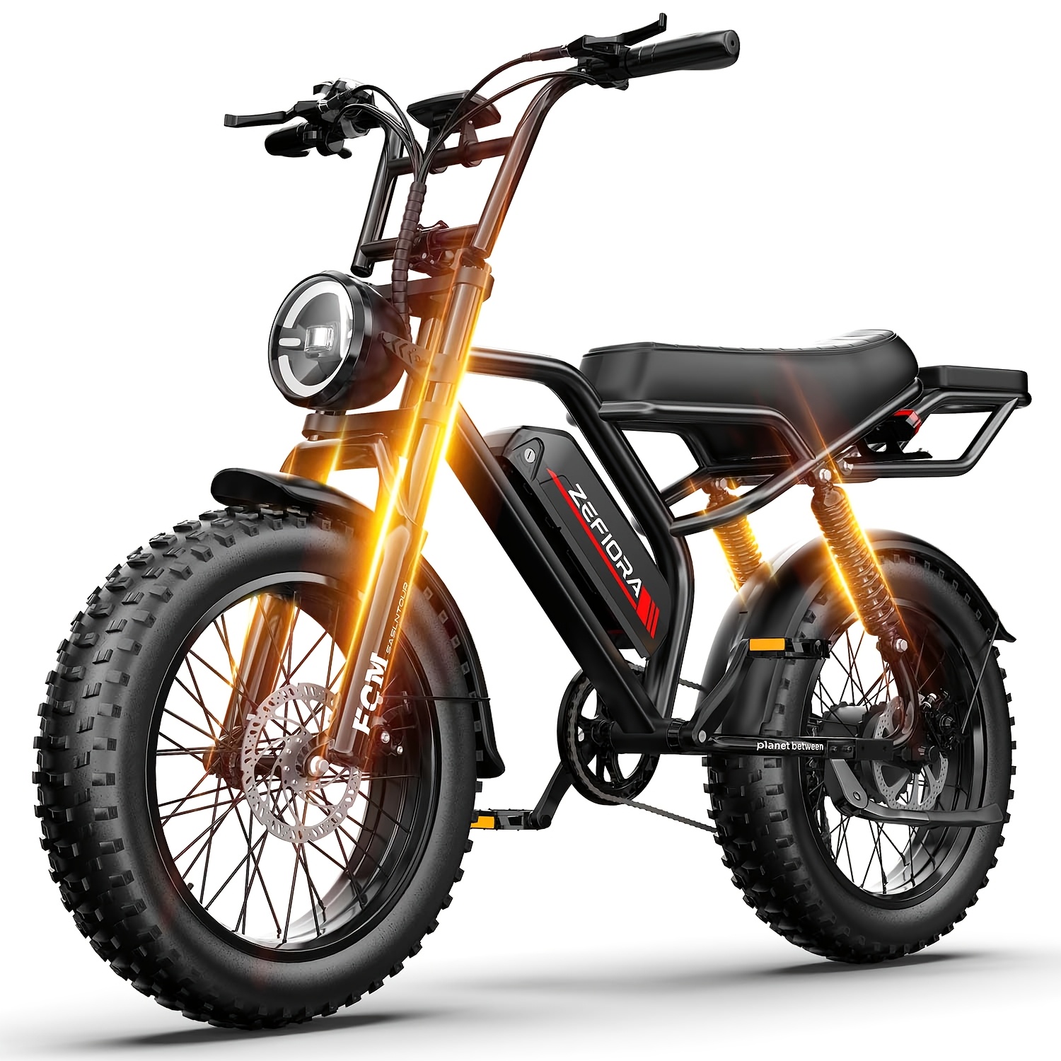 adult electric 740w brushless motor, removable dual battery 48v 8-20ah,   tires & shock absorption system suitable for mountain, snow, sand, road riding, 20x4 inch tires Product details 1