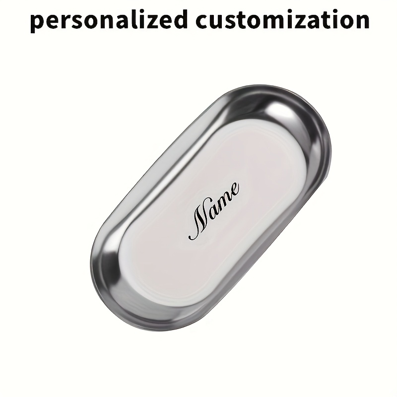 TEMU Personalized Jewelry Trays With Custom Names, Decorative Trays, Earring And Necklace Trays, Metal Trays, And Oval Stainless Steel Plates