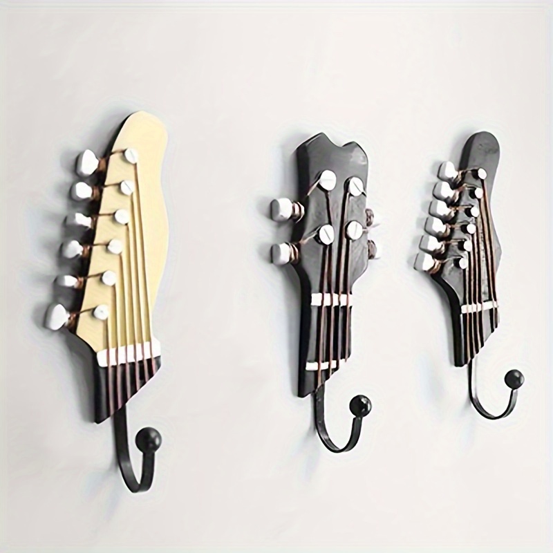 

3pcs/set, Guitar Headstock Shaped Wall Hooks, Decorative Hooks For Key, Towel, Clothes, Hat, Entryway, Bathroom, Kitchen