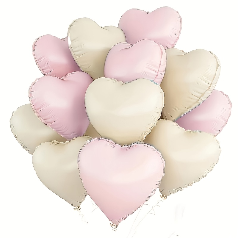Image of Set Of 10 Heart-shaped Aluminum Foil Balloons For Celebrations Like Birthdays, Anniversaries, Weddings, Holidays, And Valentine's Day Decorations