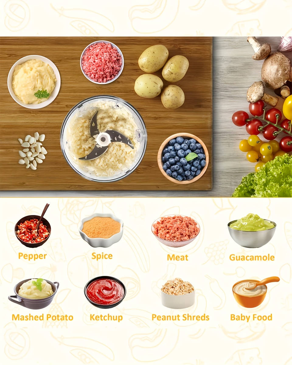 electric garlic chopper mini   chopper garlic grinder onion chopper blender to vegetables wireless food processor for ginger chili fruit meat etc Product details 5