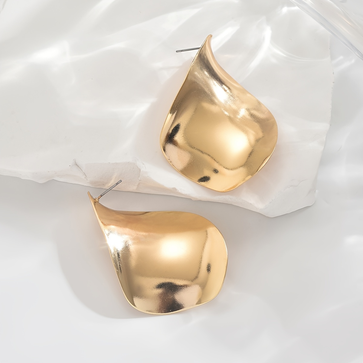 Irregular Large Stud Earrings, Exaggerated Golden Accessory