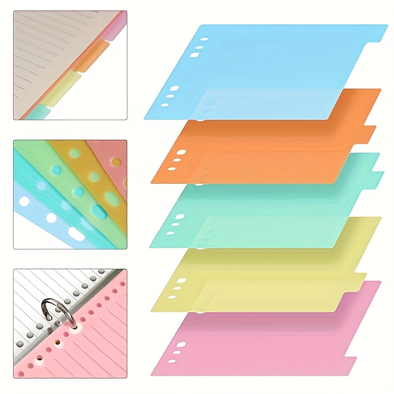 

A5 Binder Notebook With Plastic Dividers, Multi-, Five-color, Notebook, Plastic Dividers