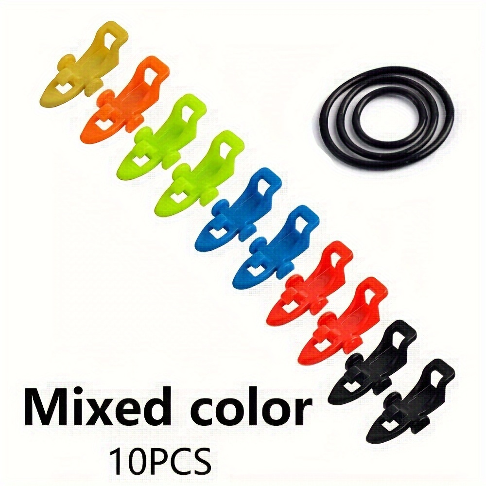 Image of 10 Sets Of Fishing Hook Holders, Rod Hook Clips With 3 Rubber Rings, Bait Holders, Colorful Rod Hook Holders