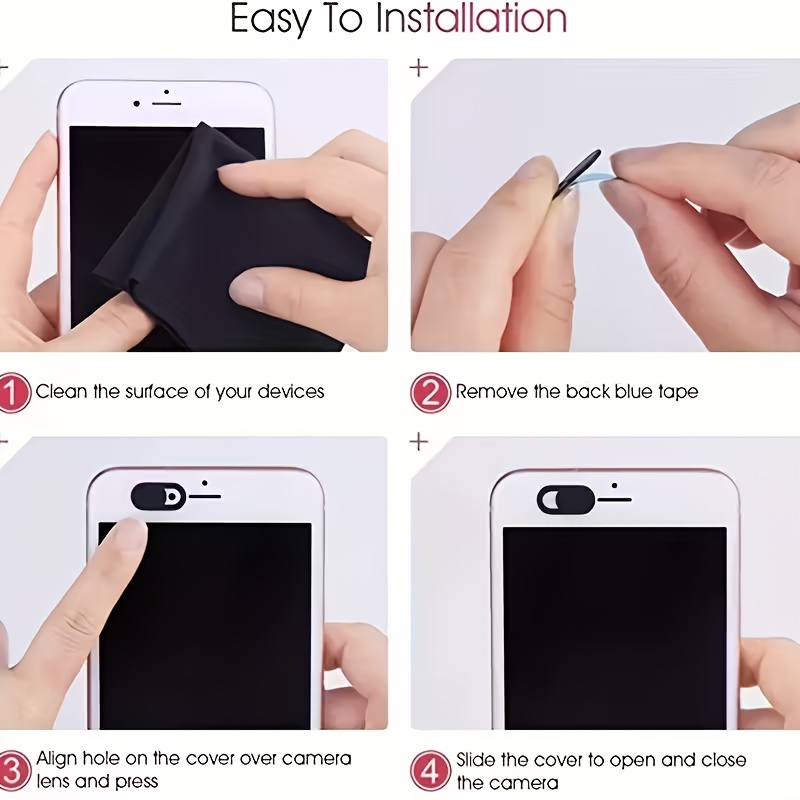 4pcs Phone and Camera Lens Covers - Anti-Spy Privacy Shutter