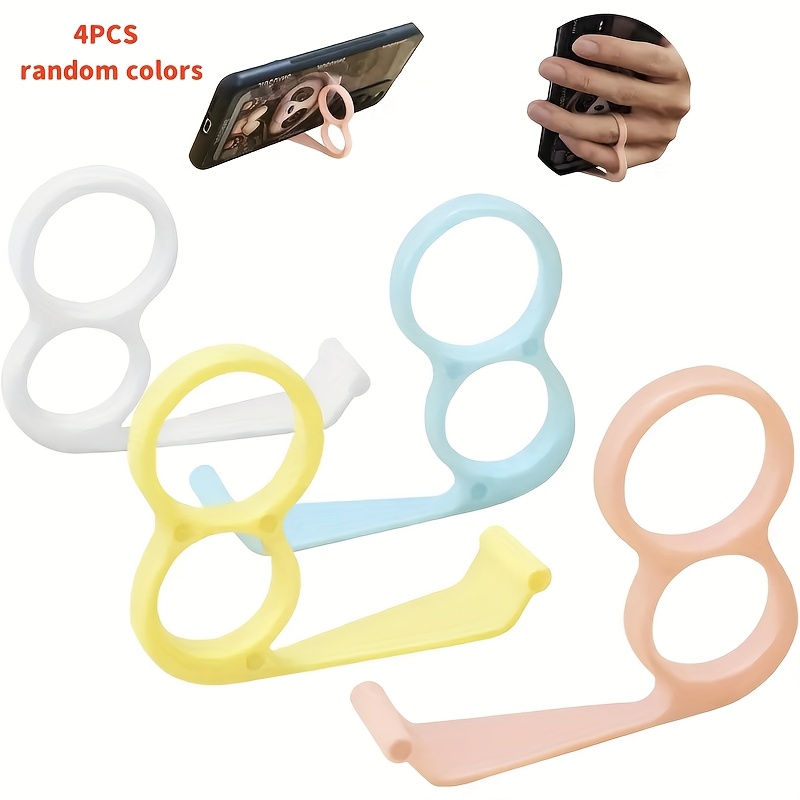 [popular ] 4pcs Random Colors Phone Grip Holders, Plastic Ring Holders, Anti Slip Phone Handheld And Desktop Holder Holders, Random Color, Installation, Practical Hooks, Utility Hooks