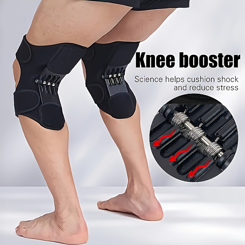 1/2pcs Elderly Knee Booster Support - Adjustable Exoskeleton Walking Aid with Elastic Straps & Breathable Polyester, Lightweight & Portable for Cycling, Hiking, Grocery Shopping - Black, Mobility Assistance | Secure Fit Design | Adjustable Fit | Durable Construction | Hiking Aid