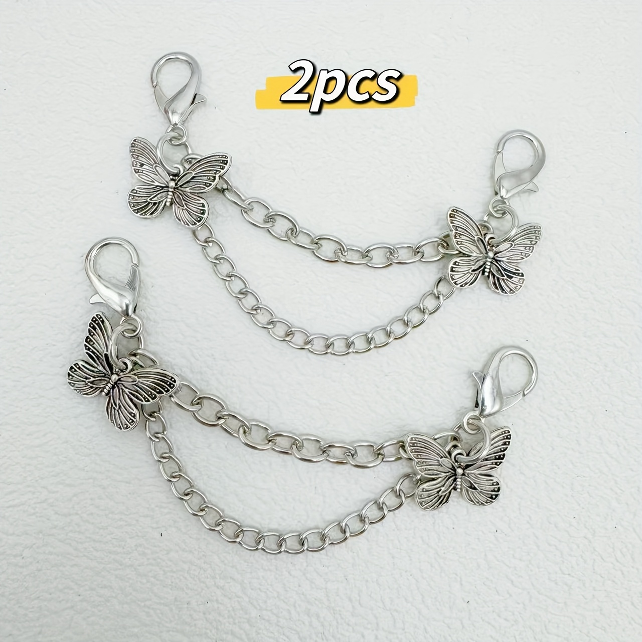 E-shop 2 Stück abnehmbare Schuhcharms in Schmetterlingsform, mehrschichtige Schuhschmuck-Accessoires im Y2K-Stil