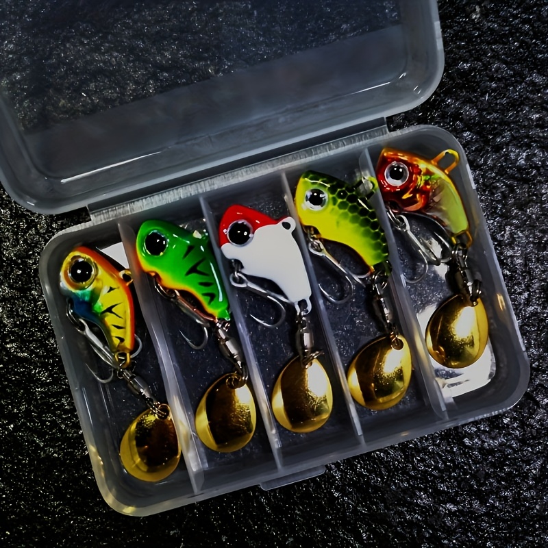 5pcs Metal Sinking Fishing Lure Set - Vibrating Spinner Baits For Freshwater & Saltwater, Durable Iron/lead Construction