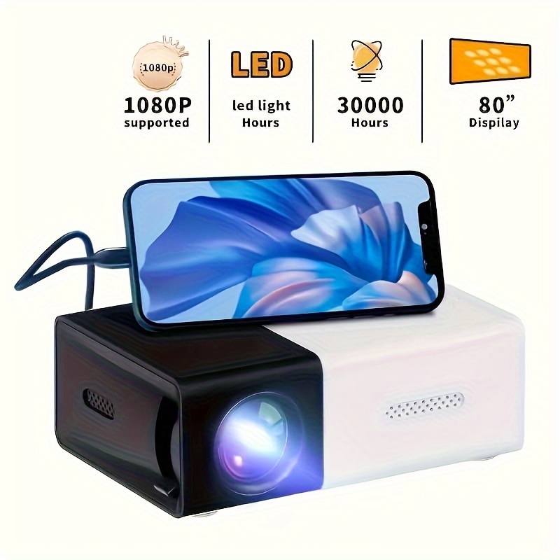 

Compact 3000+ Lumens Hd Mini Projector - Vivid 3d Visuals, Broad Compatibility, With Handy Remote For Home Cinema