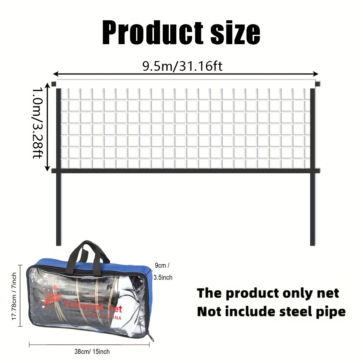 TEMU 2026 Latest Model, Family Game Companion / Official Size Volleyball Net With Storage Bag, Portable, Suitable For Indoor And Outdoor Practice And