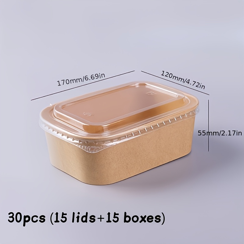 Image of 30 Lunch Boxes (15 Lids+15 Boxes) - Food Grade Paper Bowls With Lids, Microwave And Refrigerator Safe Meal Preparation Containers For Salads, Dining, And Takeout