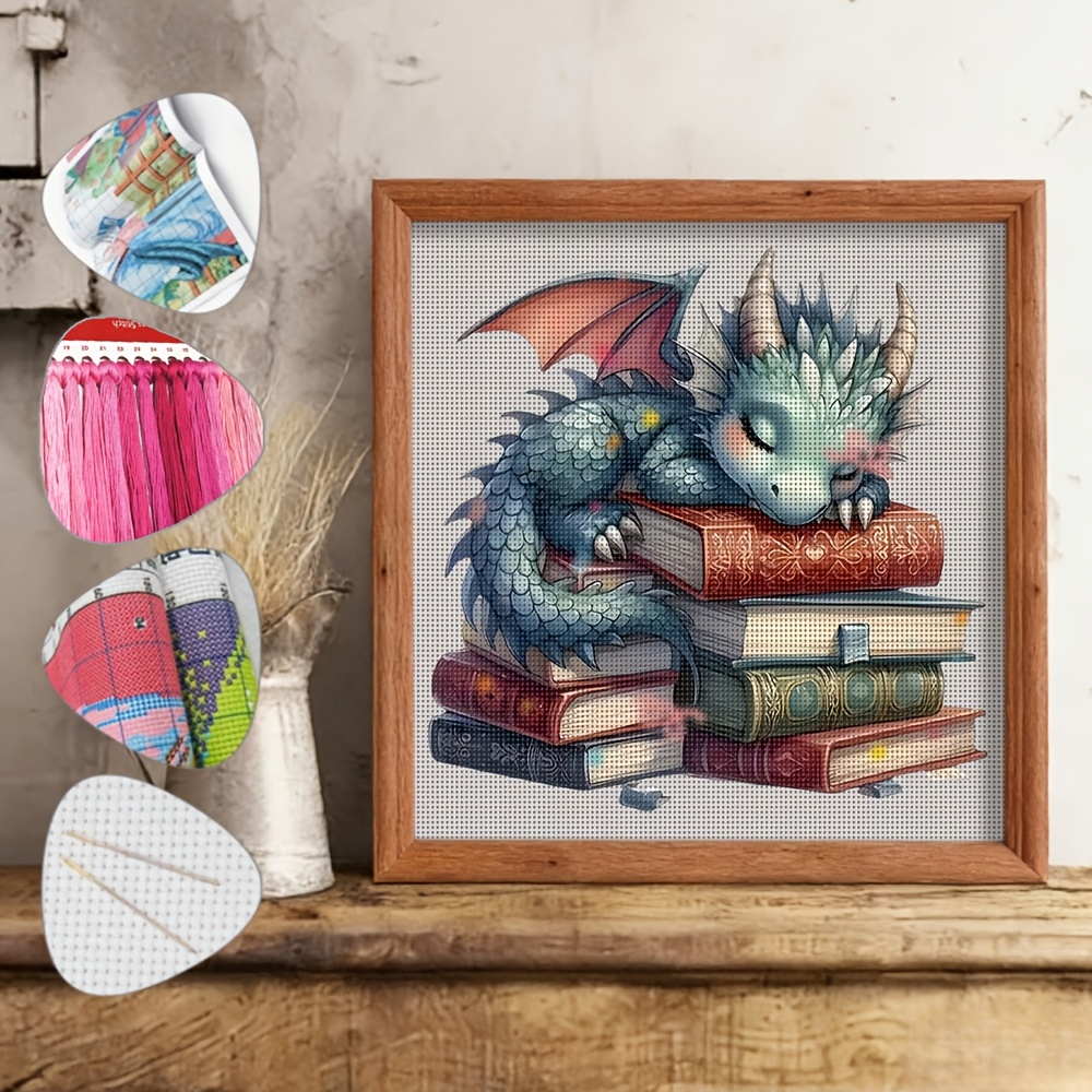 TEMU 1 Set Complete Dragon Cross Stitch Kit Suitable For Modern Home Decor - 14.17x14.17 Inch Frameless Diy Embroidery With 11ct Precision Printing,
