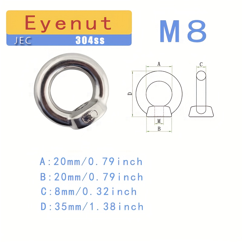 304 Stainless Steel Eye Nut Ring For M6/m8/m10/m12 Din582