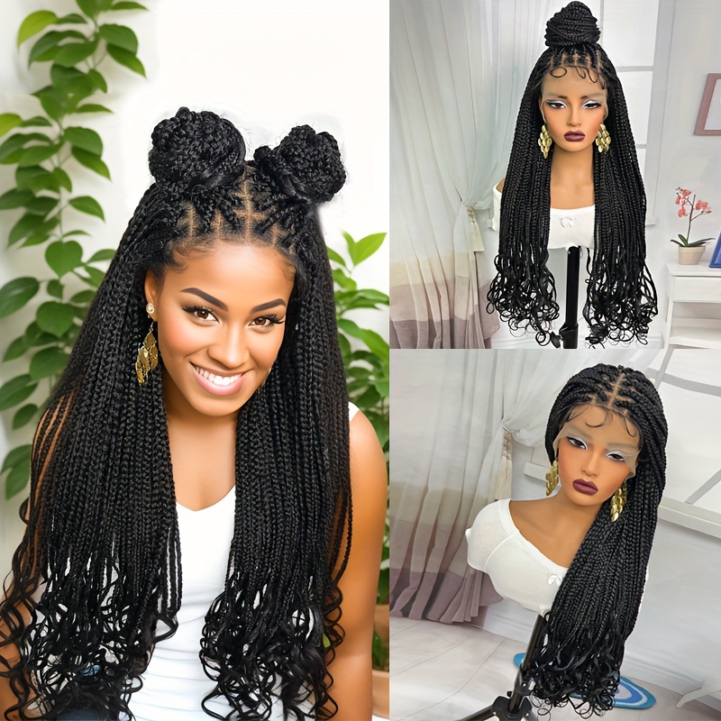 34 Inch Full Lace Braided Wig Knotless Square Part Synthetic Hair Amazon.com: FANCEE Real Full Lace Braided Wig for Black  main image 4